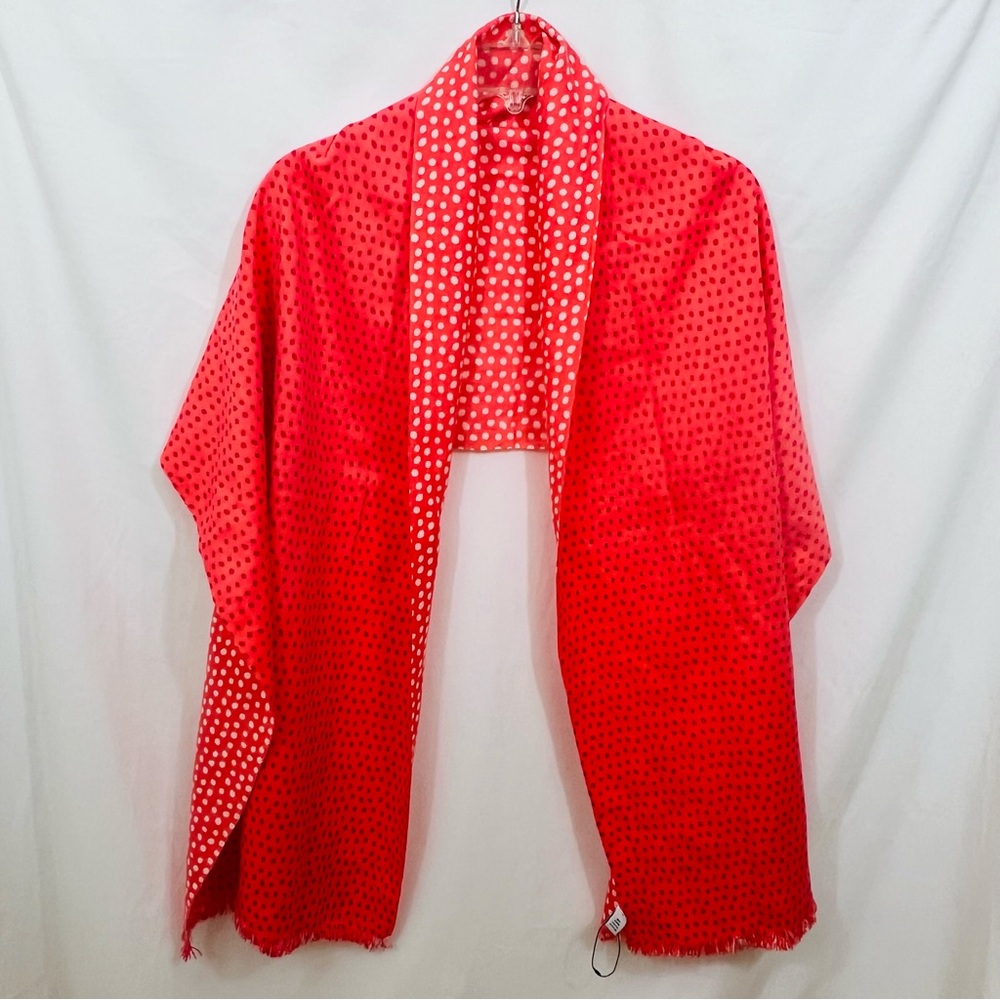 NWOT!! Vera Bradley Coral Meadow Reversible Polka Dots Print Scarf - Picture 3 of 7